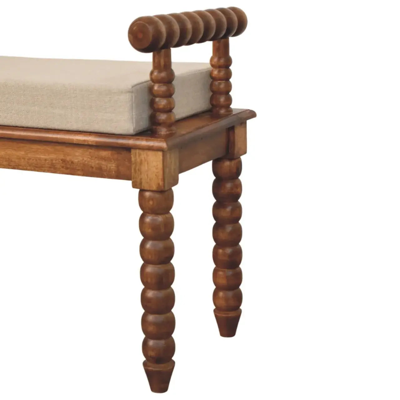 Spindle Amber Linen Bench - Artisan Furniture - Flyclothing LLC