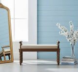 Spindle Amber Linen Bench - Artisan Furniture - Flyclothing LLC