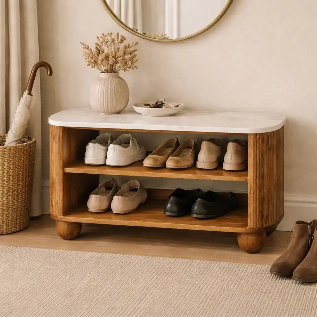 Beaumont Marble Shoe Bench - Artisan Furniture - Flyclothing LLC
