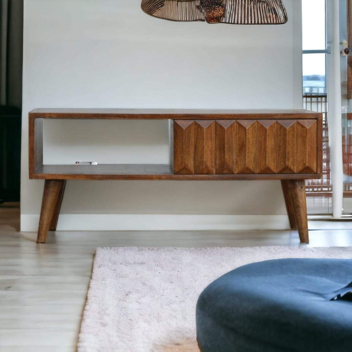 Chestnut Prism Sliding Media Unit - Artisan Furniture - Flyclothing LLC