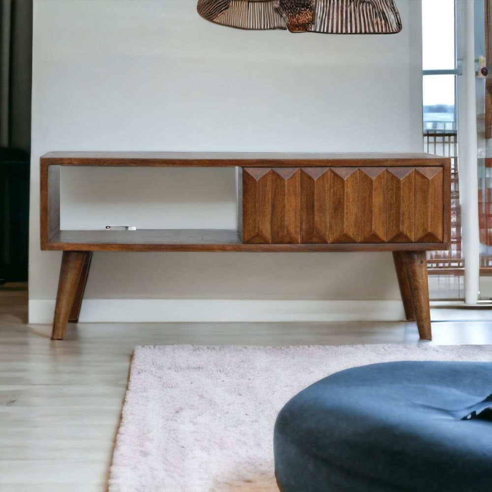 Chestnut Prism Sliding Media Unit - Artisan Furniture - Flyclothing LLC