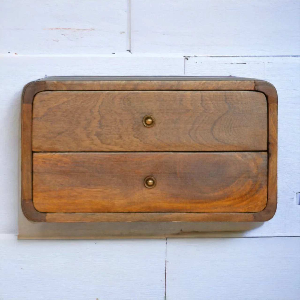 Floating Curved Chestnut Bedside - Artisan Furniture - Flyclothing LLC