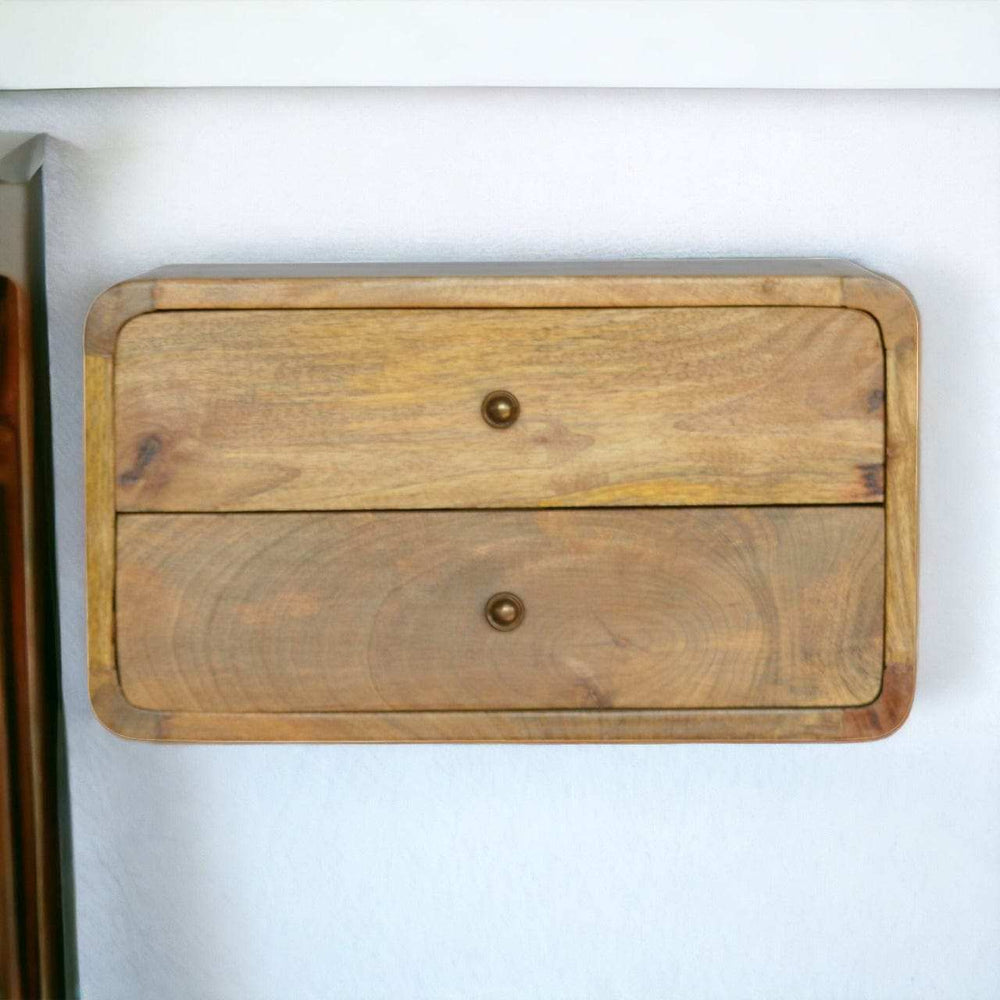 Oak-ish 2 Drawer Floating Bedside - Artisan Furniture - Flyclothing LLC