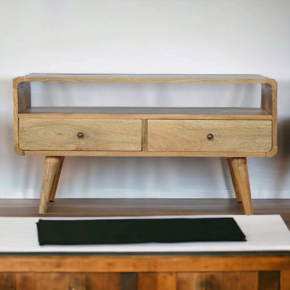 Curved Oak-ish Media Unit - Artisan Furniture - Flyclothing LLC