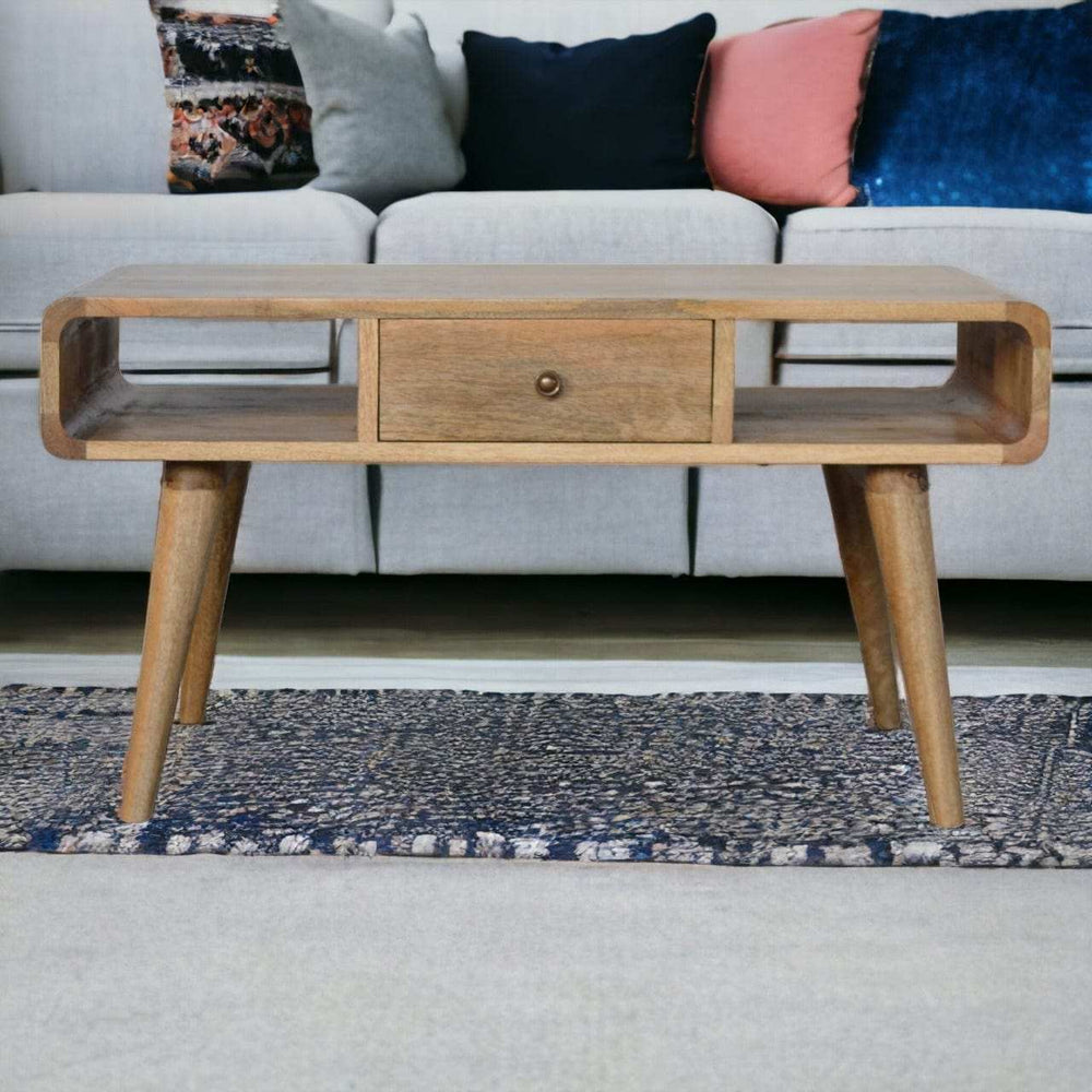 Curved Oak-ish Coffee Table - Artisan Furniture - Flyclothing LLC
