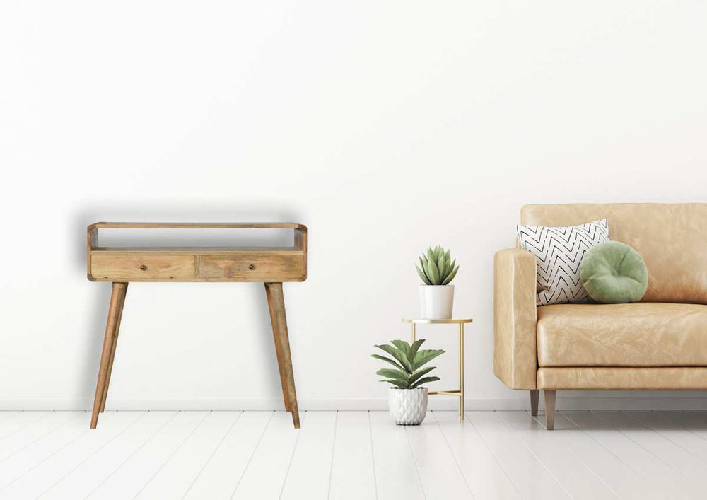 Curved Oak-ish Console Table - Artisan Furniture - Flyclothing LLC