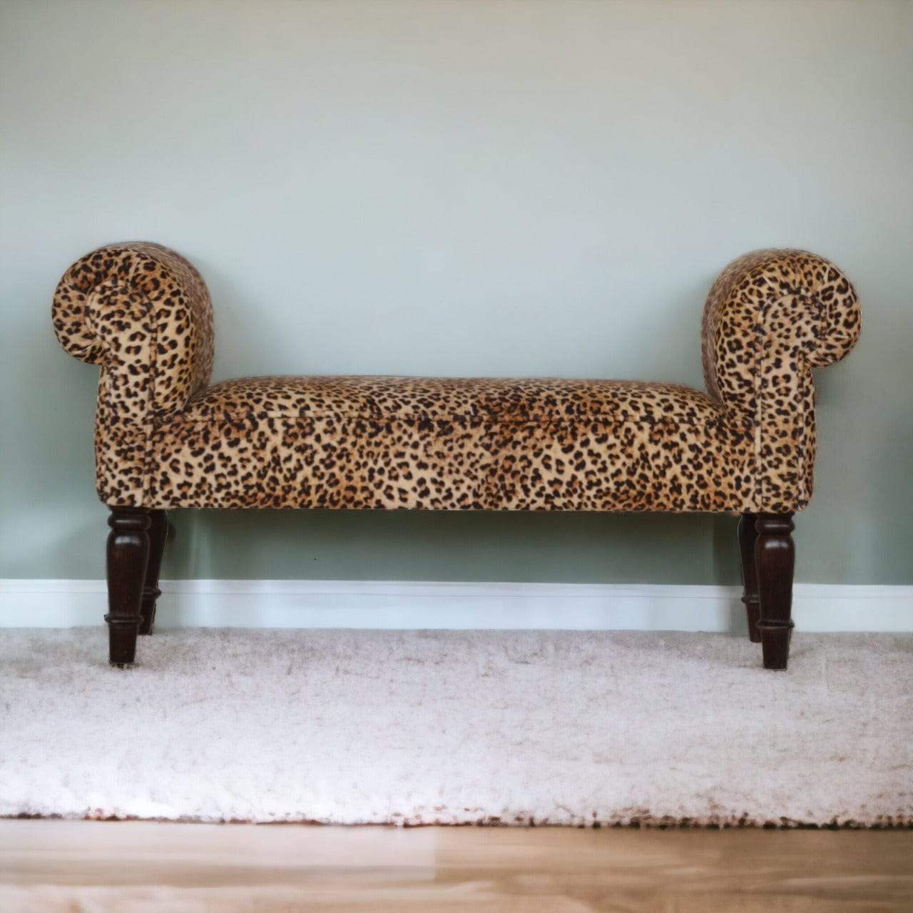Leopard Print Velvet Bench - Artisan Furniture - Flyclothing LLC