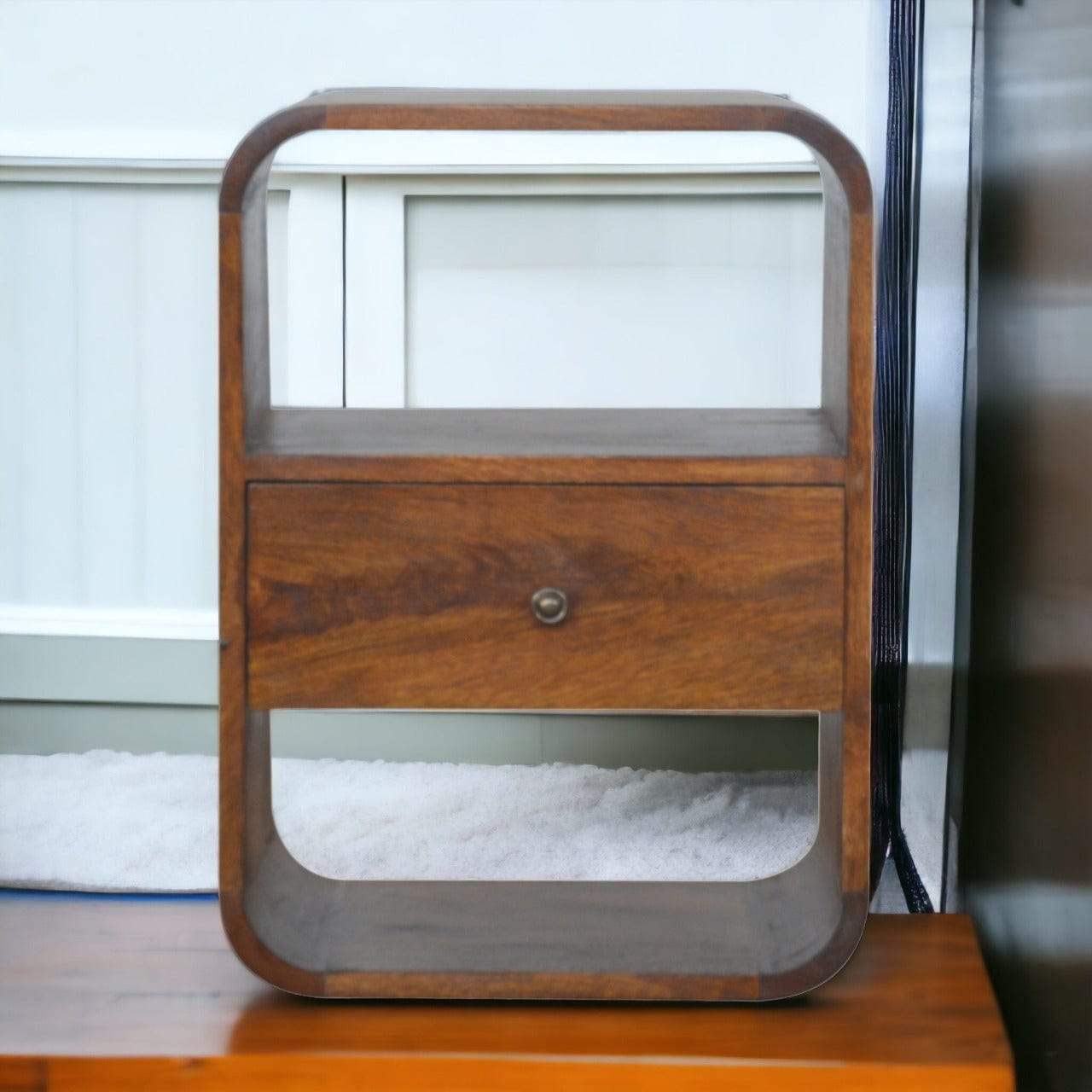 Chestnut Curved Edge Bedside - Artisan Furniture - Flyclothing LLC