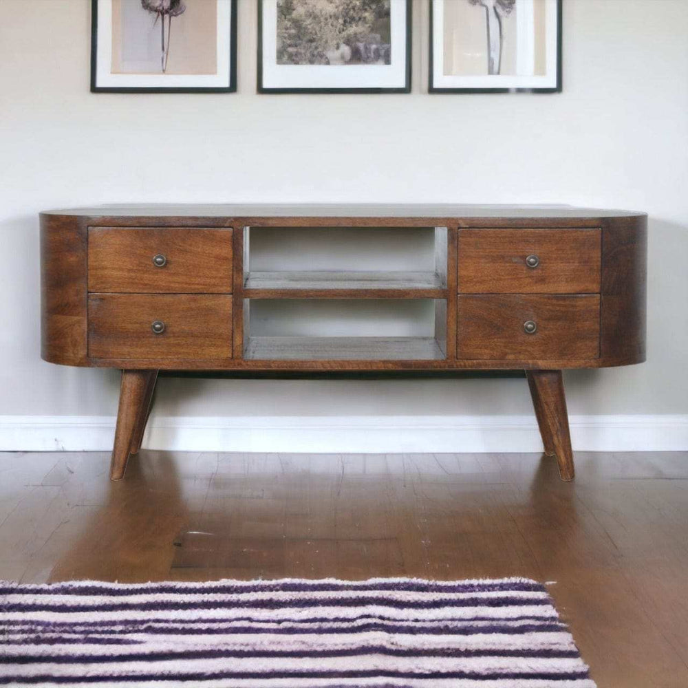 Chestnut Rounded Entertainment Unit - Artisan Furniture - Flyclothing LLC