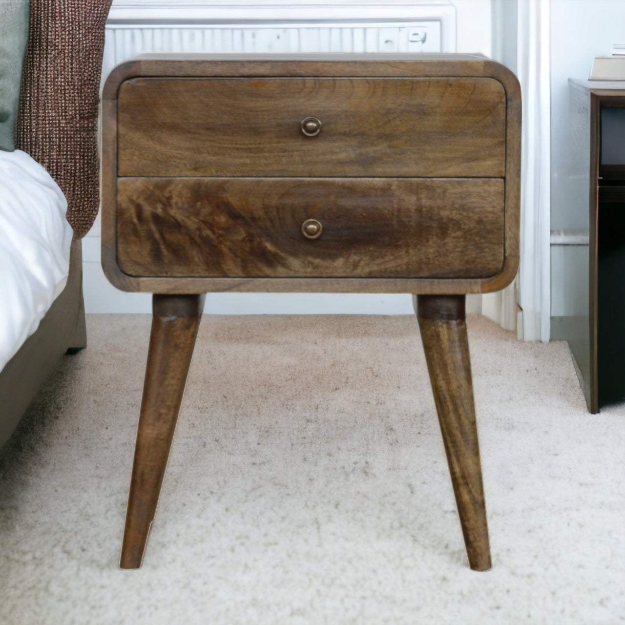 Curved Classic Grey Washed Bedside - Artisan Furniture - Flyclothing LLC