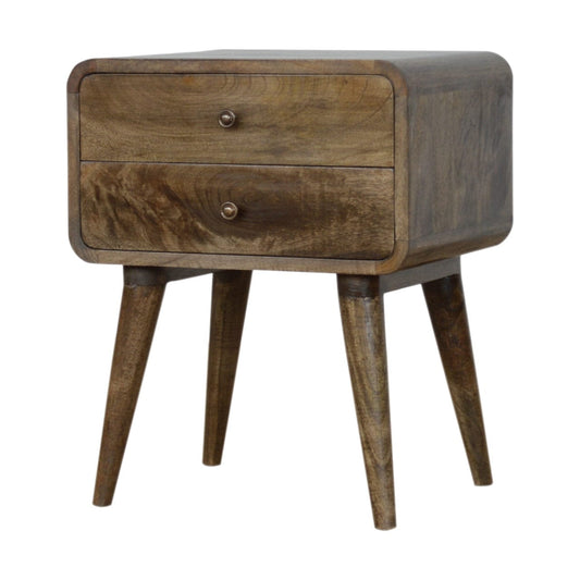 Curved Classic Grey Washed Bedside - Artisan Furniture