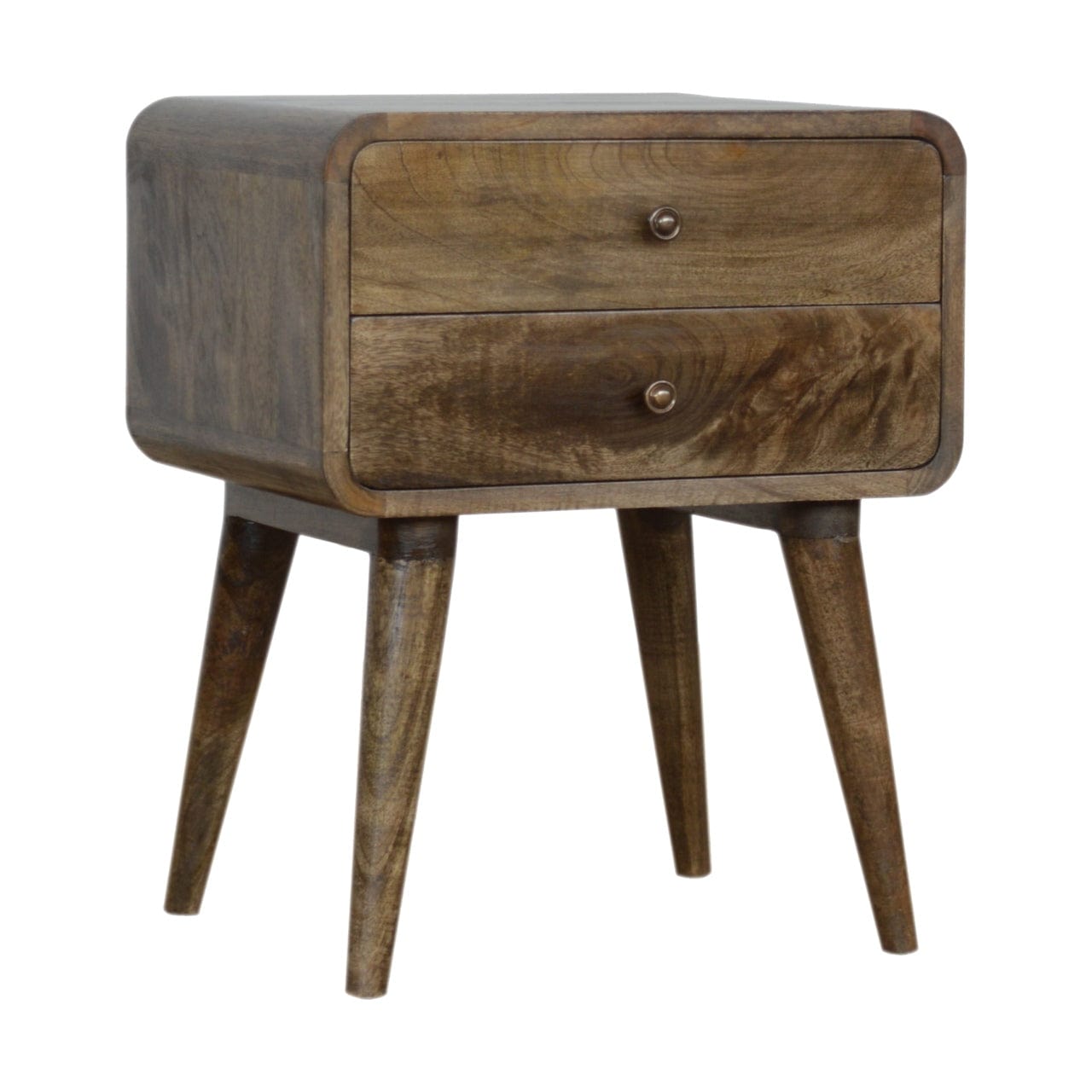 Curved Classic Grey Washed Bedside - Artisan Furniture