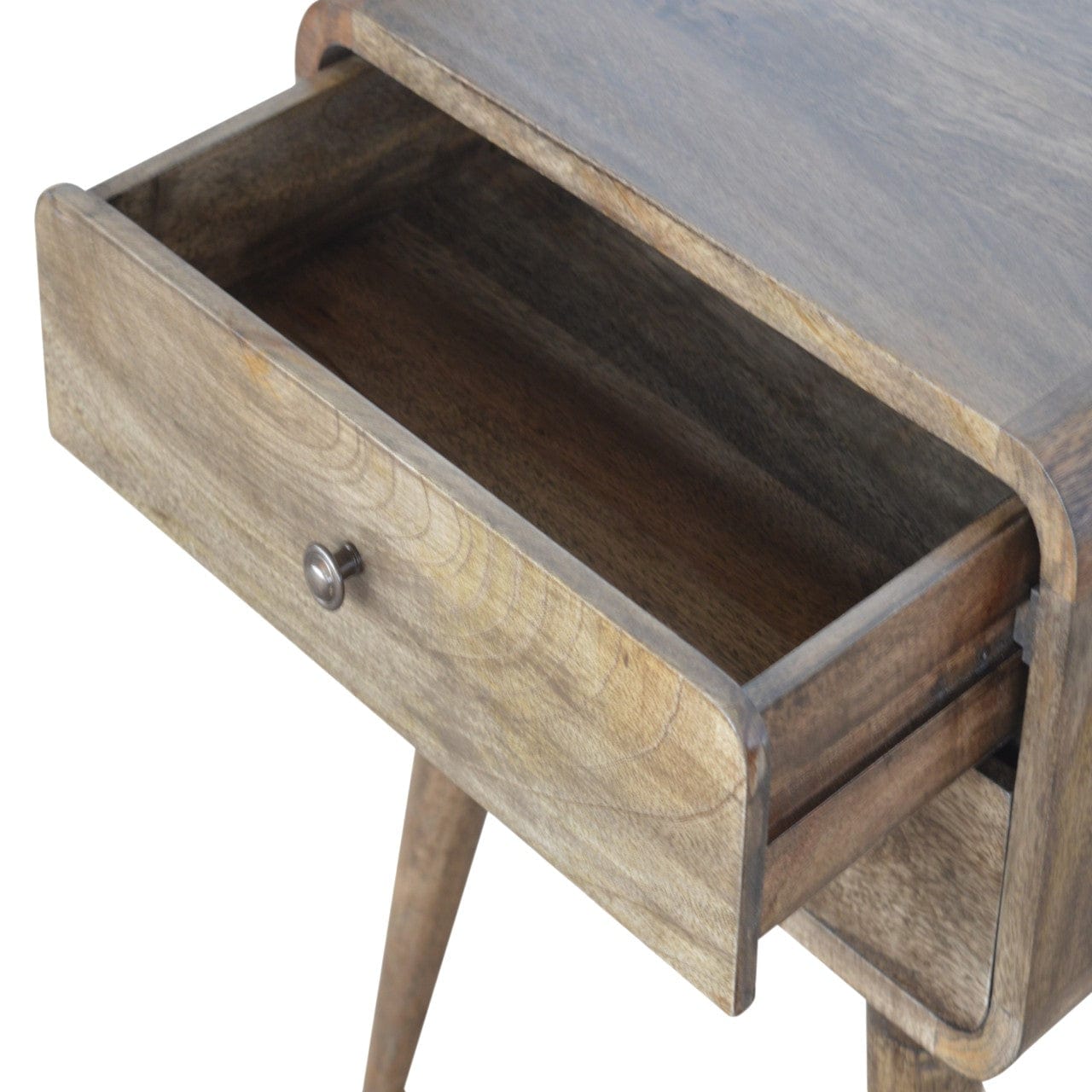 Curved Classic Grey Washed Bedside - Artisan Furniture