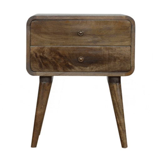Curved Classic Grey Washed Bedside - Artisan Furniture