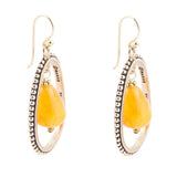 Inline Orange Jade Drop Golden Earrings - Barse Jewelry - Flyclothing LLC