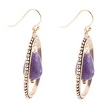 Inline Purple Jade Drop Golden Earrings - Barse Jewelry - Flyclothing LLC