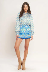 MOROCCAN MUSE BLUE WOVEN SKORT - Flying Tomato - Flyclothing LLC