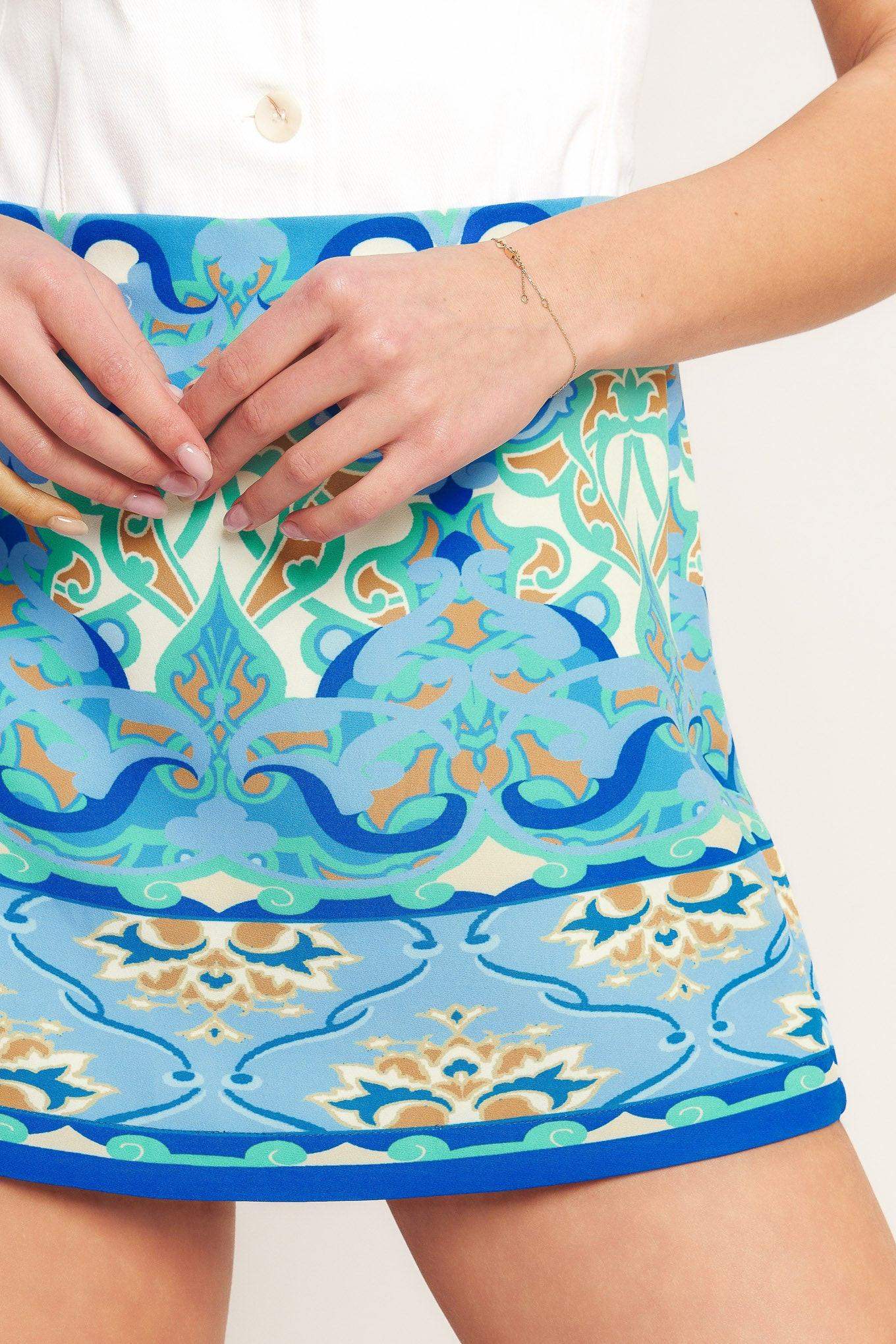 MOROCCAN MUSE BLUE WOVEN SKORT - Flying Tomato - Flyclothing LLC