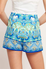 MOROCCAN MUSE BLUE WOVEN SKORT - Flying Tomato - Flyclothing LLC