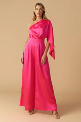 DOWN MEMORY LANE WOVEN SATIN JUMPSUIT - Flying Tomato - Flyclothing LLC