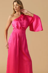 DOWN MEMORY LANE WOVEN SATIN JUMPSUIT - Flying Tomato - Flyclothing LLC