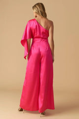 DOWN MEMORY LANE WOVEN SATIN JUMPSUIT - Flying Tomato - Flyclothing LLC