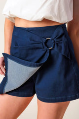 TAKING TIME OFF DENIM WOVEN SKORT - Flying Tomato - Flyclothing LLC