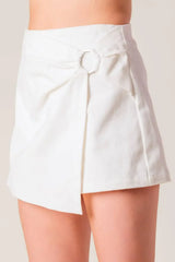 YOUNG AT HEART WHITE WOVEN SKORT - Flying Tomato - Flyclothing LLC