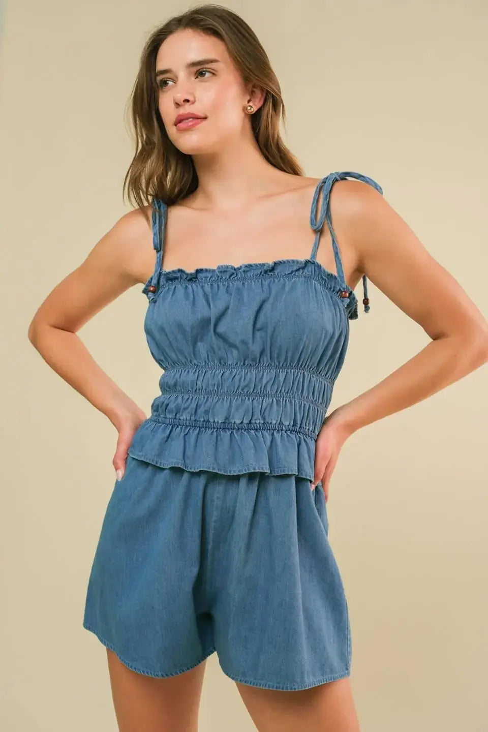 THRIVING ALL NIGHT DENIM ROMPER - Flying Tomato - Flyclothing LLC