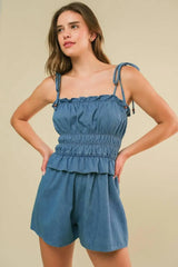 THRIVING ALL NIGHT DENIM ROMPER - Flying Tomato - Flyclothing LLC