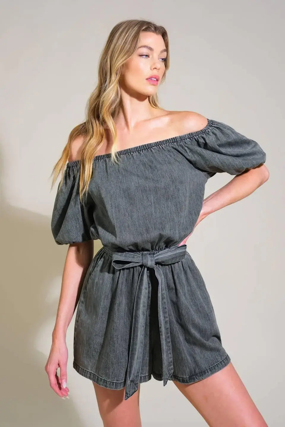 TINY TEMPTATIONS DENIM ROMPER - Flying Tomato - Flyclothing LLC