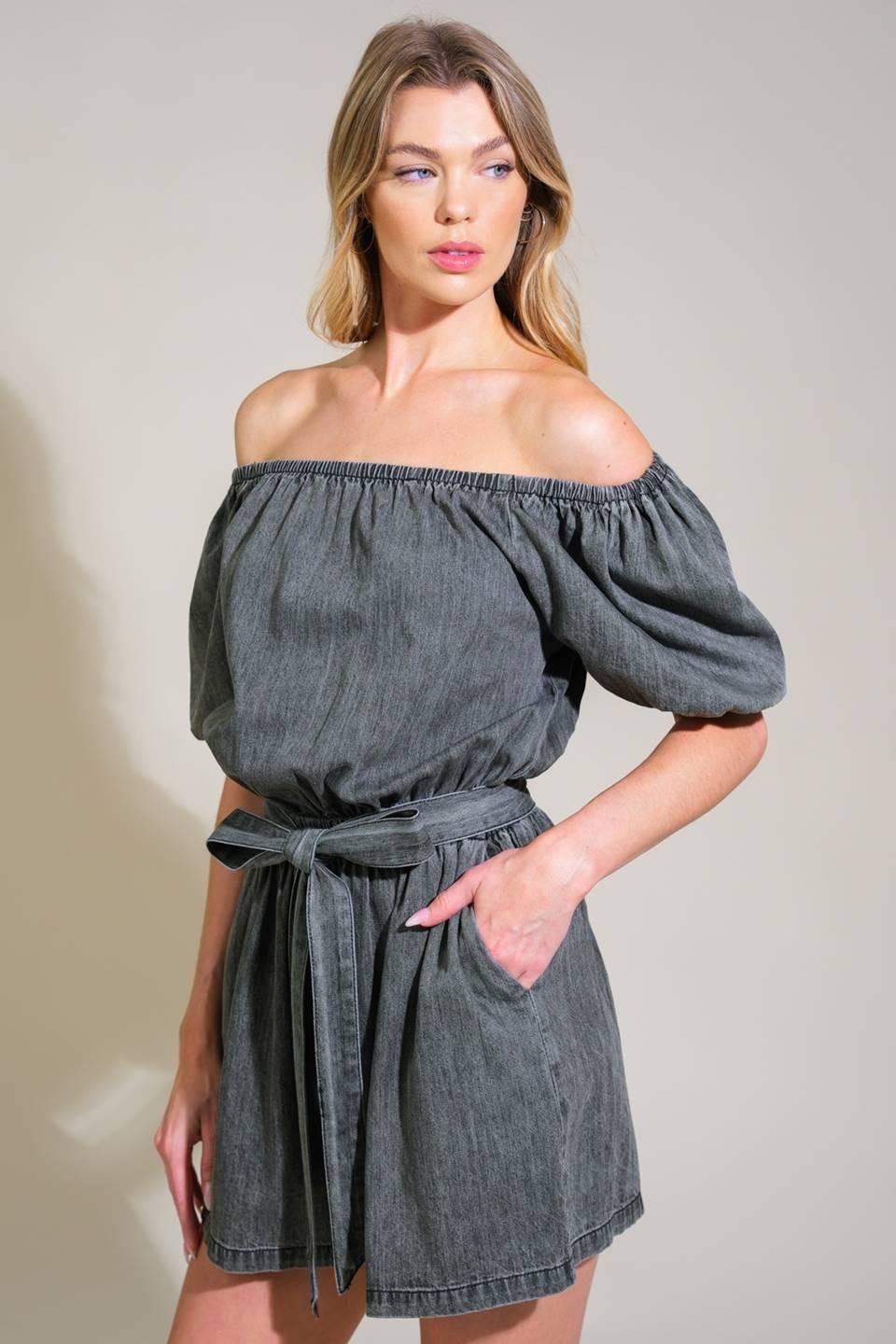 TINY TEMPTATIONS DENIM ROMPER - Flying Tomato - Flyclothing LLC