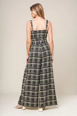 SAND DUNE WOVEN PLAID JUMPSUIT - Flying Tomato - Flyclothing LLC