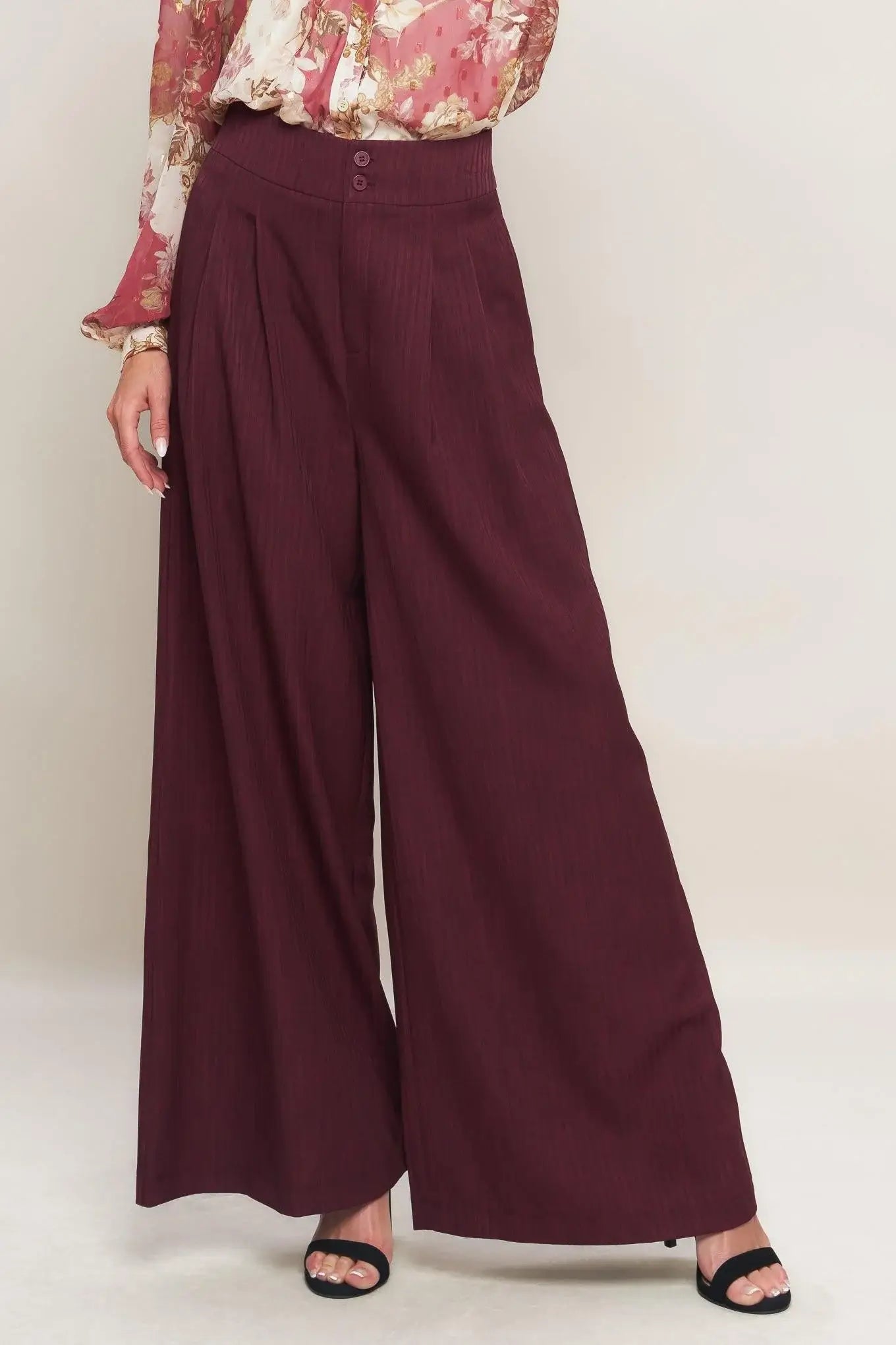 SWEET REMINISCENCE WOVEN WIDE LEG PANTS - Flying Tomato - Flyclothing LLC