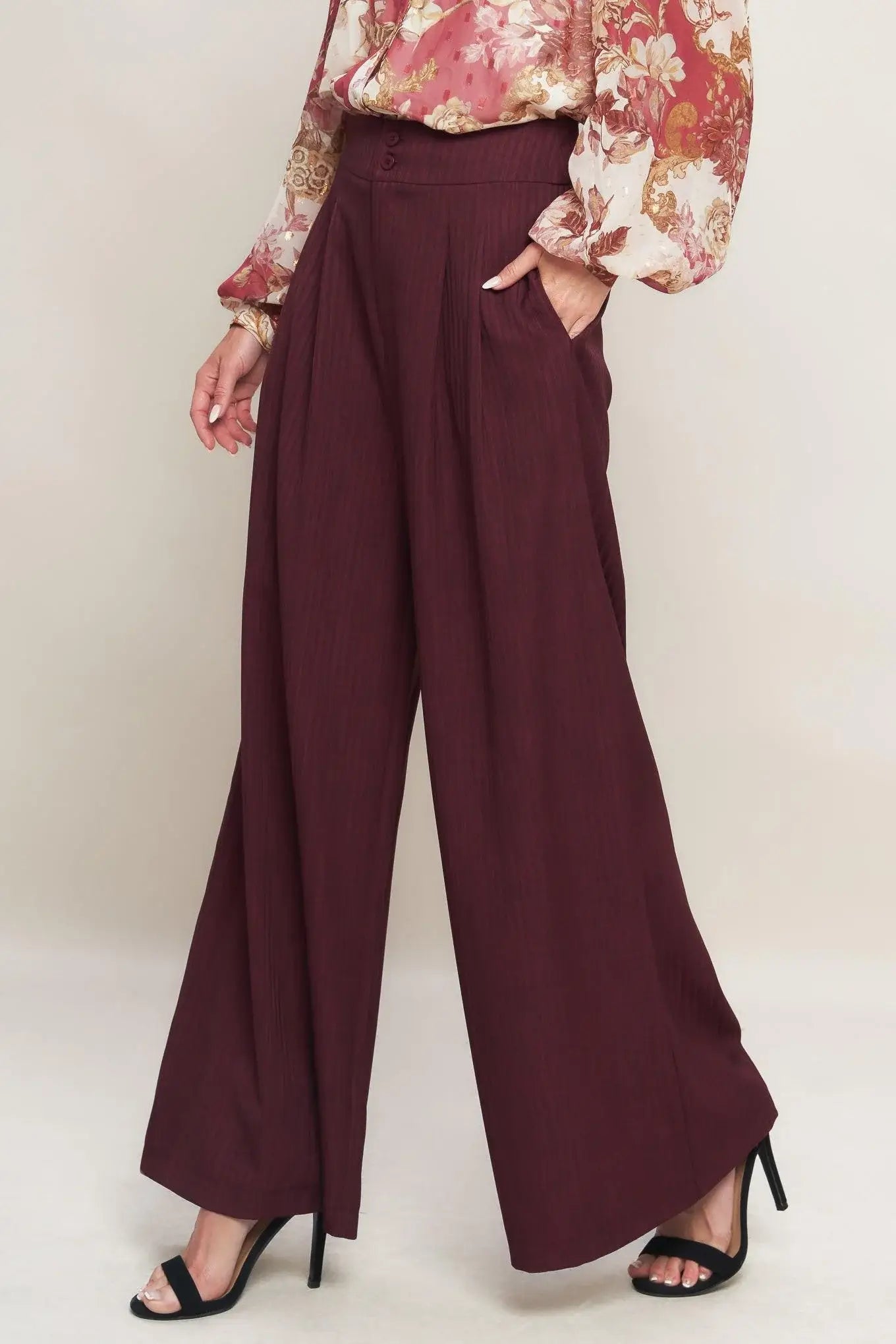 SWEET REMINISCENCE WOVEN WIDE LEG PANTS - Flying Tomato - Flyclothing LLC