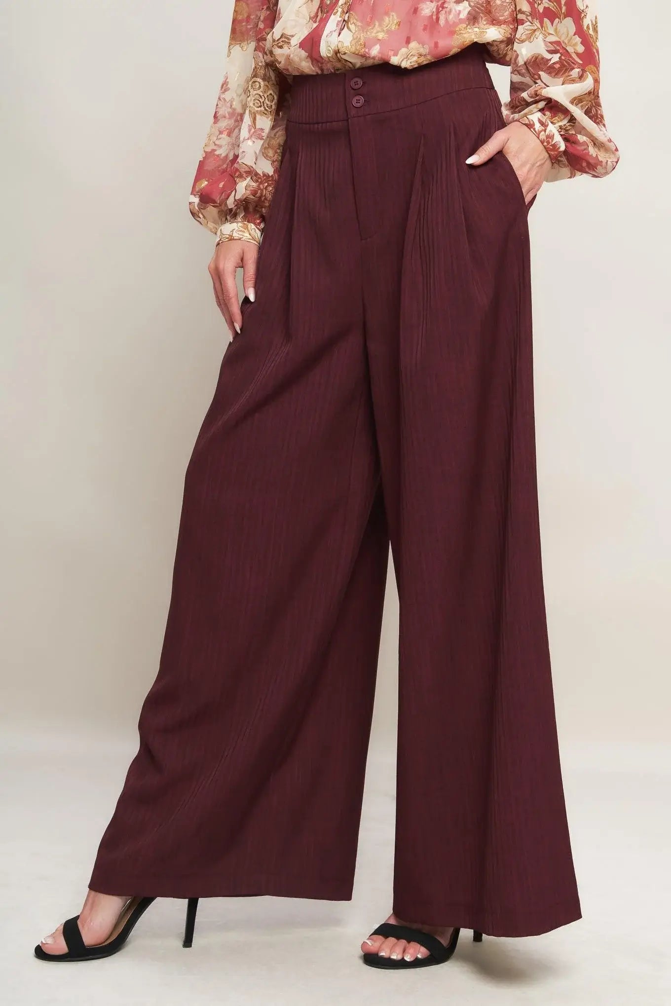 SWEET REMINISCENCE WOVEN WIDE LEG PANTS - Flying Tomato - Flyclothing LLC