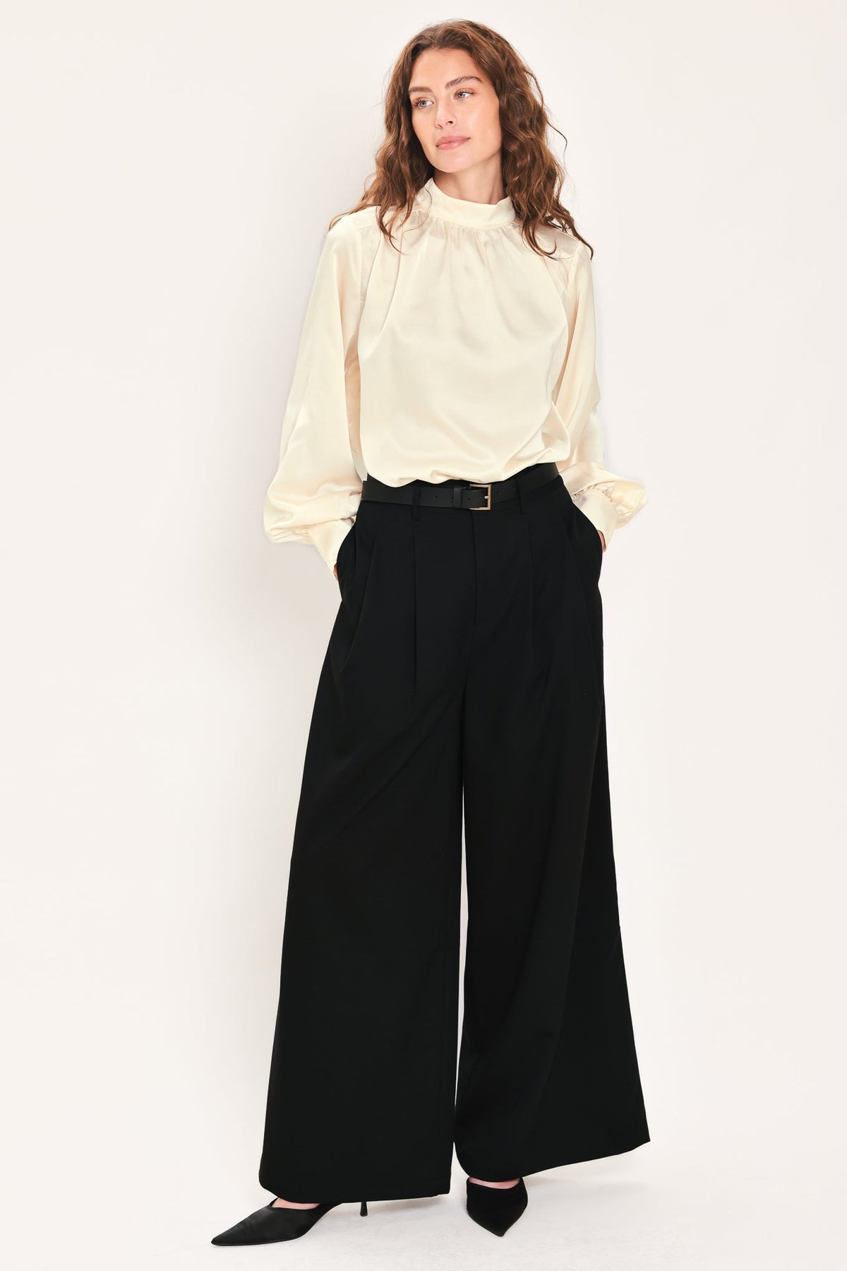 CITY CINCH BLACK/BROWN BELTED WIDE-LEG PANTS - Flying Tomato - Flyclothing LLC