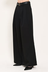 CITY CINCH BLACK/BROWN BELTED WIDE-LEG PANTS - Flying Tomato - Flyclothing LLC