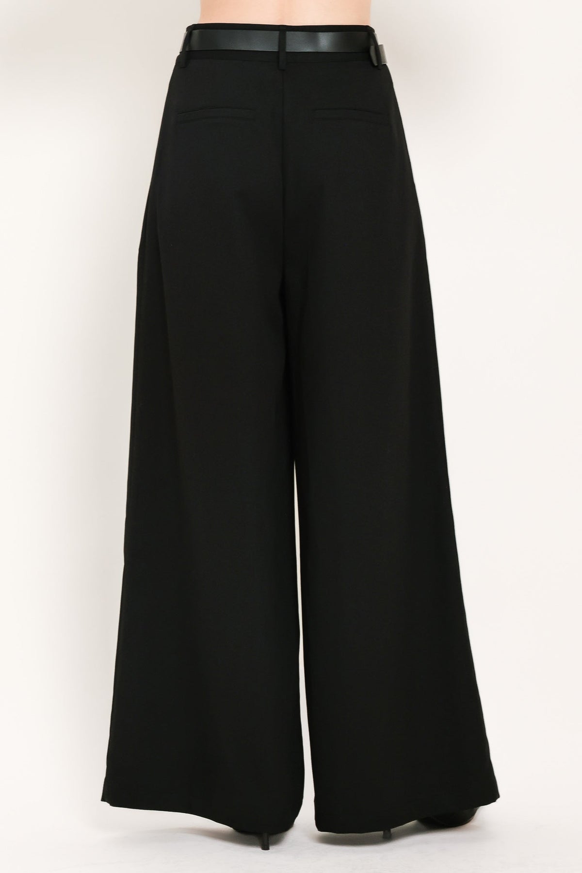 CITY CINCH BLACK/BROWN BELTED WIDE-LEG PANTS - Flying Tomato - Flyclothing LLC