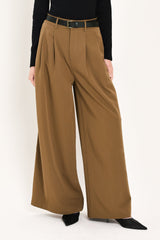 CITY CINCH BLACK/BROWN BELTED WIDE-LEG PANTS - Flying Tomato - Flyclothing LLC