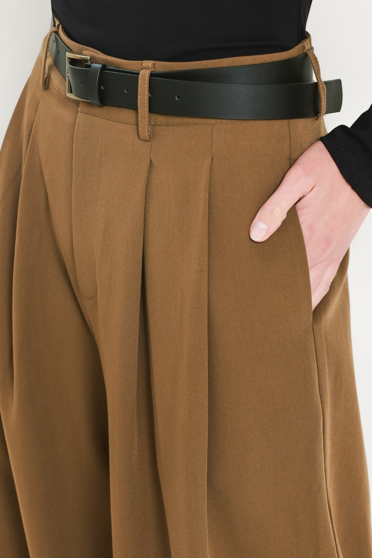 CITY CINCH BLACK/BROWN BELTED WIDE-LEG PANTS - Flying Tomato - Flyclothing LLC