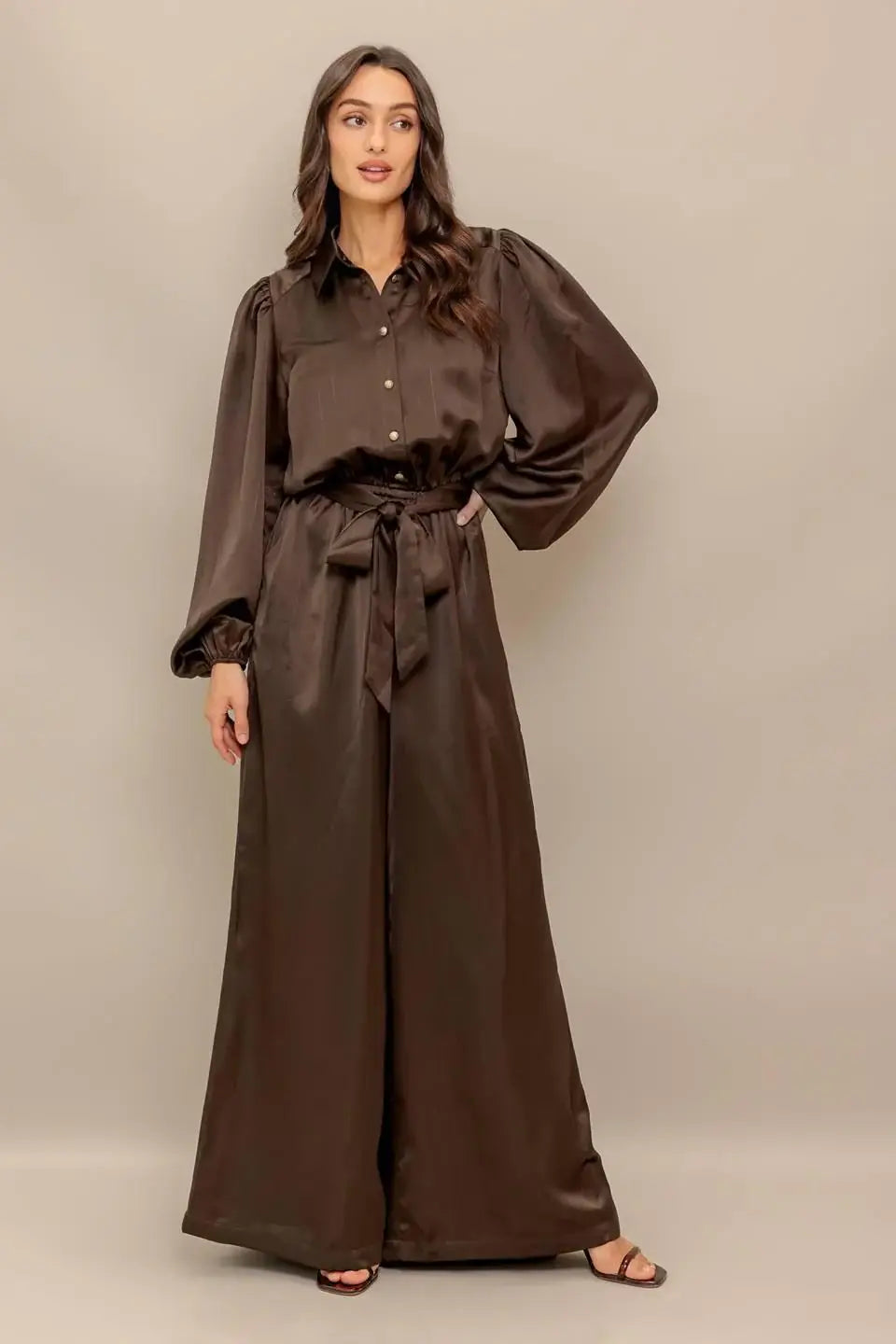 SUGAR BROWNIE WOVEN JUMPSUIT - Flying Tomato - Flyclothing LLC