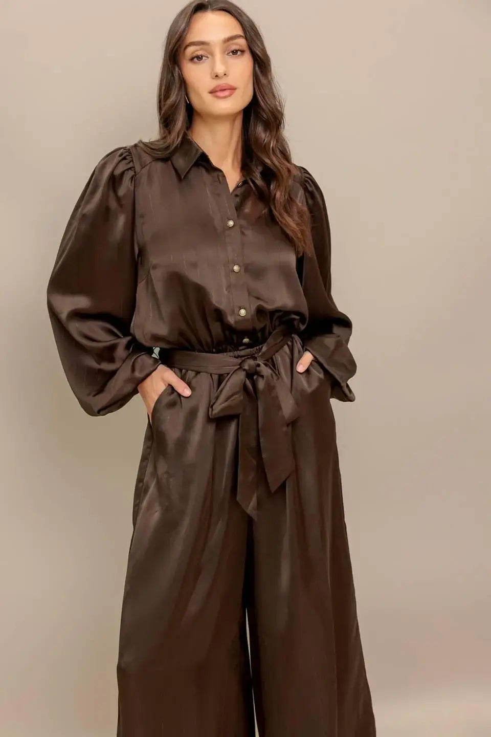 SUGAR BROWNIE WOVEN JUMPSUIT - Flying Tomato - Flyclothing LLC