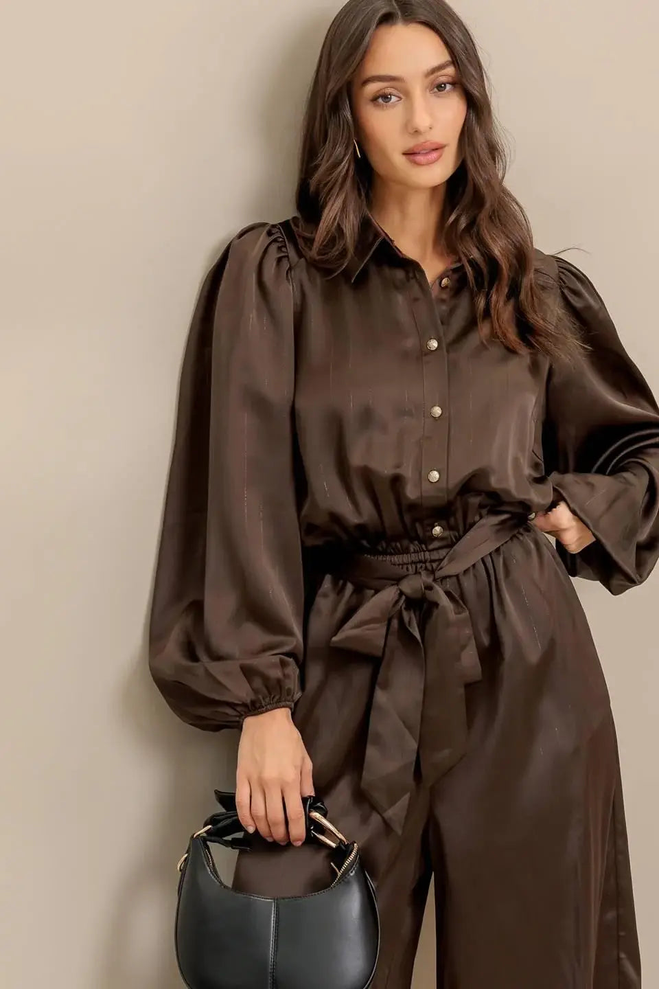 SUGAR BROWNIE WOVEN JUMPSUIT - Flying Tomato - Flyclothing LLC