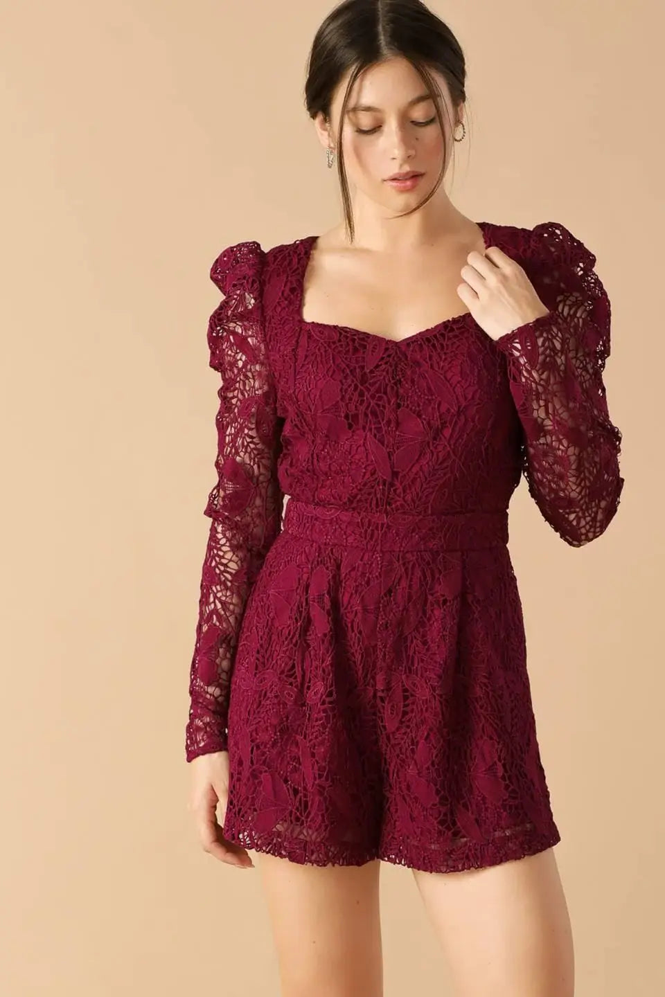DAYS GO BY LACE WOVEN ROMPER - Flying Tomato - Flyclothing LLC