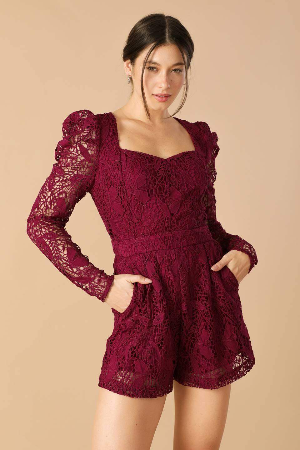 DAYS GO BY LACE WOVEN ROMPER - Flying Tomato - Flyclothing LLC
