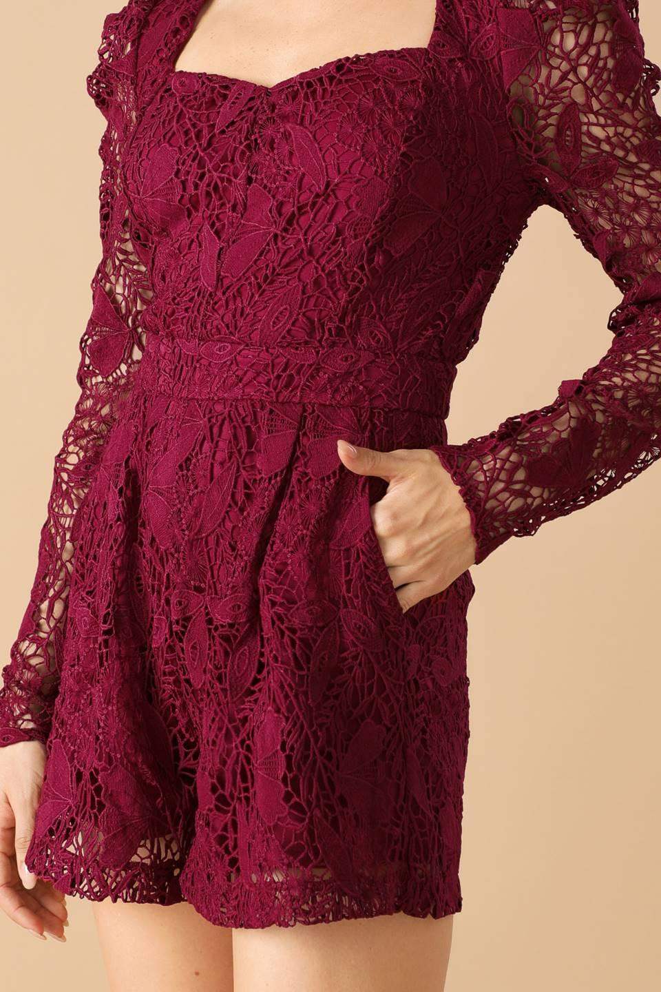 DAYS GO BY LACE WOVEN ROMPER - Flying Tomato - Flyclothing LLC