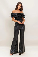 ANGEL EYES COATED WOVEN JUMPSUIT - Flying Tomato - Flyclothing LLC