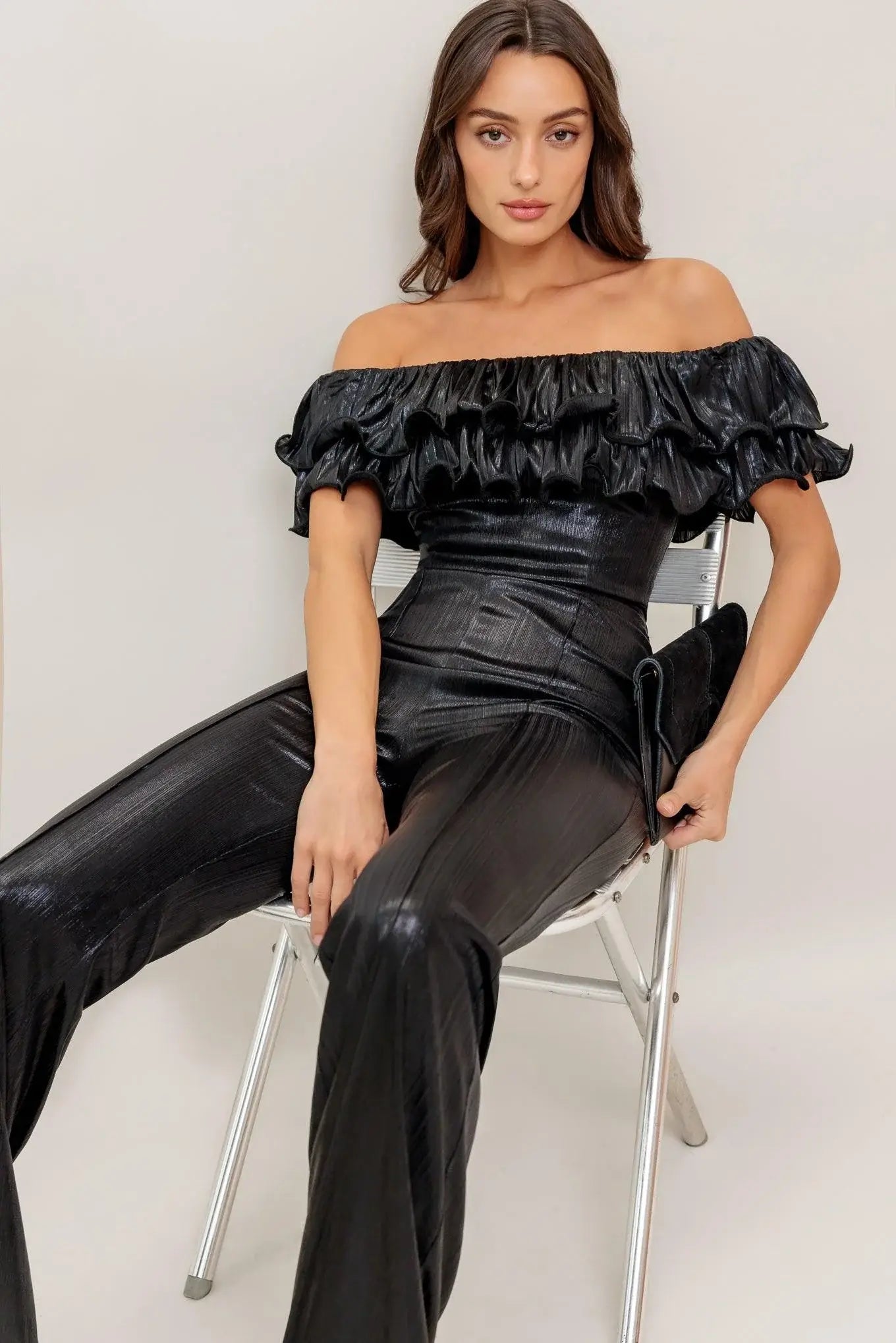 ANGEL EYES COATED WOVEN JUMPSUIT - Flying Tomato - Flyclothing LLC