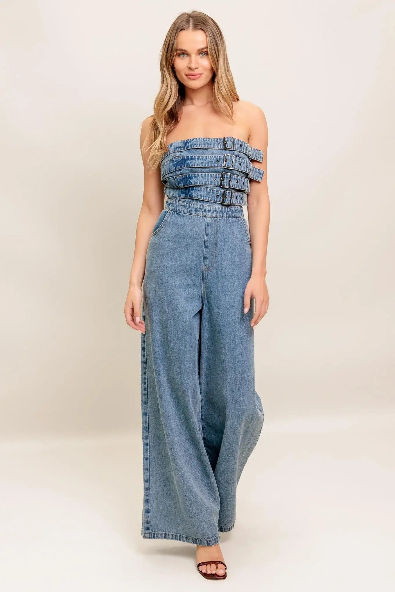 URBAN HARNESS DENIM JUMPSUIT - Flying Tomato - Flyclothing LLC